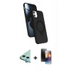 MARSİLYAN™- iPhone 11 Kılıf İz Işık Koleksiyonu - Siyah 3D Antistatik Mat Seramik Nano Ekran Koruyucu + Raze Metal Kamera Lens - MI