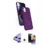 MARSİLYAN™- iPhone 11 Kılıf İz Işık Koleksiyonu - Siyah 3D Antistatik Mat Seramik Nano Ekran Koruyucu + Raze Metal Kamera Lens - MR