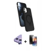 MARSİLYAN™- iPhone 11 Kılıf İz Işık Koleksiyonu - Siyah 3D Antistatik Mat Seramik Nano Ekran Koruyucu + Raze Metal Kamera Lens - MR