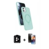 MARSİLYAN™- iPhone 11 Kılıf İz Işık Koleksiyonu - Siyah 3D Antistatik Mat Seramik Nano Ekran Koruyucu + PVD Metal Kamera Lens - TU