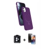 MARSİLYAN™- iPhone 11 Kılıf İz Işık Koleksiyonu - Siyah 3D Antistatik Mat Seramik Nano Ekran Koruyucu + PVD Metal Kamera Lens - MI