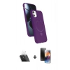 MARSİLYAN™- iPhone 11 Kılıf İz Işık Koleksiyonu - Siyah 3D Antistatik Mat Seramik Nano Ekran Koruyucu + Kamera Lens Koruma Cam - SF