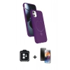 MARSİLYAN™- iPhone 11 Kılıf İz Işık Koleksiyonu - Siyah 3D Antistatik Mat Seramik Nano Ekran Koruyucu + PVD Metal Kamera Lens - SH