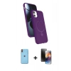 MARSİLYAN™- iPhone 11 Kılıf İz Işık Koleksiyonu - Siyah 3D Antistatik Mat Seramik Nano Ekran Koruyucu + Neon Fosforlu Kamera Lens - TU