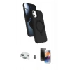 MARSİLYAN™- iPhone 11 Kılıf İz Işık Koleksiyonu - Siyah 3D Antistatik Mat Seramik Nano Ekran Koruyucu + Pers Alüminyum Kamera Lens - YL