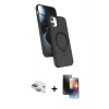 MARSİLYAN™- iPhone 11 Kılıf İz Işık Koleksiyonu - Siyah 3D Antistatik Mat Seramik Nano Ekran Koruyucu + Pers Alüminyum Kamera Lens - YL