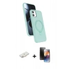 MARSİLYAN™- iPhone 11 Kılıf İz Işık Koleksiyonu - Siyah 3D Antistatik Mat Seramik Nano Ekran Koruyucu + Renkli Kamera Lens Koruma Cam - YL