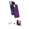 MARSİLYAN™- iPhone 11 Kılıf İz Işık Koleksiyonu - Siyah 3D Antistatik Mat Seramik Nano Ekran Koruyucu + Renkli Kamera Lens Koruma Cam - YL