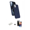 MARSİLYAN™- iPhone 11 Kılıf İz Işık Koleksiyonu - Siyah 3D Antistatik Mat Seramik Nano Ekran Koruyucu + Renkli Kamera Lens Koruma Cam - YL