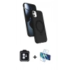 MARSİLYAN™- iPhone 11 Kılıf İz Işık Koleksiyonu - Siyah 3D Antistatik Seramik Nano Ekran Koruyucu + PVD Metal Kamera Lens - MI