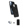 MARSİLYAN™- iPhone 11 Kılıf İz Işık Koleksiyonu - Siyah 6D Antistatik Mat Seramik Hayalet Nano Ekran Koruyucu + Lacivert Pers Alüminyum Kamera Lens