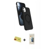 MARSİLYAN™- iPhone 11 Kılıf İz Işık Koleksiyonu - Siyah 6D Mat Seramik Hayalet Nano Ekran Koruyucu + Rainbow Kamera Lens Koruma Cam - KI
