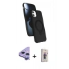 MARSİLYAN™- iPhone 11 Kılıf İz Işık Koleksiyonu - Siyah Bilvis 3D Cam Ekran Koruyucu + Raze Metal Kamera Lens - MR