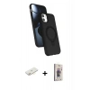 MARSİLYAN™- iPhone 11 Kılıf İz Işık Koleksiyonu - Siyah Bilvis 3D Cam Ekran Koruyucu + Renkli Kamera Lens Koruma Cam - SI
