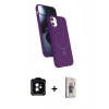 MARSİLYAN™- iPhone 11 Kılıf İz Işık Koleksiyonu - Siyah Bilvis 3D Cam Ekran Koruyucu + PVD Metal Kamera Lens - TU