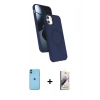 MARSİLYAN™- iPhone 11 Kılıf İz Işık Koleksiyonu - Siyah Bilvis 3D Mat Cam Ekran Koruyucu + Neon Fosforlu Kamera Lens - MI