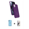 MARSİLYAN™- iPhone 11 Kılıf İz Işık Koleksiyonu - Siyah Bilvis 3D Mat Cam Ekran Koruyucu + Neon Fosforlu Kamera Lens - MI