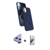MARSİLYAN™- iPhone 11 Kılıf İz Işık Koleksiyonu - Siyah Bilvis 3D Mat Cam Ekran Koruyucu + Raze Metal Kamera Lens - MR