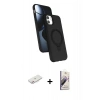 MARSİLYAN™- iPhone 11 Kılıf İz Işık Koleksiyonu - Siyah Bilvis 3D Mat Cam Ekran Koruyucu + Renkli Kamera Lens Koruma Cam - PE