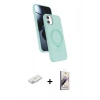 MARSİLYAN™- iPhone 11 Kılıf İz Işık Koleksiyonu - Siyah Bilvis 3D Mat Cam Ekran Koruyucu + Renkli Kamera Lens Koruma Cam - PE