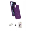 MARSİLYAN™- iPhone 11 Kılıf İz Işık Koleksiyonu - Siyah Bilvis 3D Mat Cam Ekran Koruyucu + Renkli Kamera Lens Koruma Cam - PE