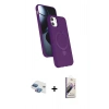 MARSİLYAN™- iPhone 11 Kılıf İz Işık Koleksiyonu - Siyah Bilvis 3D Mat Cam Ekran Koruyucu + Pers Alüminyum Kamera Lens - GI