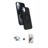 MARSİLYAN™- iPhone 11 Kılıf İz Işık Koleksiyonu - Siyah Bilvis 3D Mat Cam Ekran Koruyucu + Pers Alüminyum Kamera Lens - GI