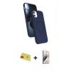 MARSİLYAN™- iPhone 11 Kılıf İz Işık Koleksiyonu - Siyah Bilvis 3D Mat Cam Ekran Koruyucu + Rainbow Kamera Lens Koruma Cam - KI