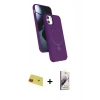 MARSİLYAN™- iPhone 11 Kılıf İz Işık Koleksiyonu - Siyah Bilvis 3D Mat Cam Ekran Koruyucu + Rainbow Kamera Lens Koruma Cam - KI