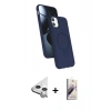 MARSİLYAN™- iPhone 11 Kılıf İz Işık Koleksiyonu - Siyah Bilvis 3D Mat Cam Ekran Koruyucu + Raze Metal Kamera Lens - GS