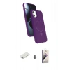 MARSİLYAN™- iPhone 11 Kılıf İz Işık Koleksiyonu - Siyah Bilvis 3D Mat Cam Ekran Koruyucu + Renkli Kamera Lens Koruma Cam - SI