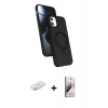 MARSİLYAN™- iPhone 11 Kılıf İz Işık Koleksiyonu - Siyah Bilvis 3D Mat Cam Ekran Koruyucu + Renkli Kamera Lens Koruma Cam - SI