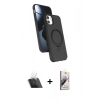 MARSİLYAN™- iPhone 11 Kılıf İz Işık Koleksiyonu - Siyah Bilvis 3D Mat Cam Ekran Koruyucu + Şeffaf Kamera Lens Koruma Cam