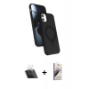 MARSİLYAN™- iPhone 11 Kılıf İz Işık Koleksiyonu - Siyah Bilvis 3D Mat Cam Ekran Koruyucu + Şeffaf Kamera Lens Koruma Cam