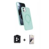 MARSİLYAN™- iPhone 11 Kılıf İz Işık Koleksiyonu - Siyah Bilvis 3D Mat Cam Ekran Koruyucu + PVD Metal Kamera Lens - SH