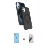 MARSİLYAN™- iPhone 11 Kılıf İz Işık Koleksiyonu - Siyah Bilvis 3D Mat Cam Ekran Koruyucu + Neon Fosforlu Kamera Lens - TU