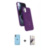 MARSİLYAN™- iPhone 11 Kılıf İz Işık Koleksiyonu - Siyah Bilvis 3D Mat Cam Ekran Koruyucu + Neon Fosforlu Kamera Lens - TU