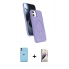 MARSİLYAN™- iPhone 11 Kılıf İz Işık Koleksiyonu - Siyah Bilvis 3D Mat Cam Ekran Koruyucu + Neon Fosforlu Kamera Lens - TU