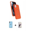 MARSİLYAN™- iPhone 11 Kılıf İz Işık Koleksiyonu - Siyah Bilvis 3D Mat Cam Ekran Koruyucu + Neon Fosforlu Kamera Lens - TU