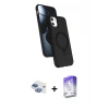 MARSİLYAN™- iPhone 11 Kılıf İz Işık Koleksiyonu - Siyah Bilvis 5in1 3D Magic Cam Ekran Koruyucu + Pers Alüminyum Kamera Lens - GI