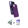 MARSİLYAN™- iPhone 11 Kılıf İz Işık Koleksiyonu - Siyah Bilvis 5in1 3D Magic Cam Ekran Koruyucu + Kırmızı Raze Metal Kamera Lens