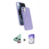 MARSİLYAN™- iPhone 11 Kılıf İz Işık Koleksiyonu - Siyah Bilvis 5in1 3D Magic Cam Ekran Koruyucu + Kırmızı Raze Metal Kamera Lens