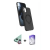 MARSİLYAN™- iPhone 11 Kılıf İz Işık Koleksiyonu - Siyah Bilvis 5in1 3D Magic Cam Ekran Koruyucu + Kırmızı Raze Metal Kamera Lens