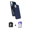MARSİLYAN™- iPhone 11 Kılıf İz Işık Koleksiyonu - Siyah Bilvis 5in1 3D Magic Cam Ekran Koruyucu + PVD Metal Kamera Lens - MI