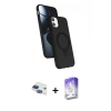 MARSİLYAN™- iPhone 11 Kılıf İz Işık Koleksiyonu - Siyah Bilvis 5in1 3D Magic Cam Ekran Koruyucu + Pers Alüminyum Kamera Lens - LT