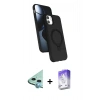 MARSİLYAN™- iPhone 11 Kılıf İz Işık Koleksiyonu - Siyah Bilvis 5in1 3D Magic Cam Ekran Koruyucu + Raze Metal Kamera Lens - MI