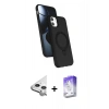 MARSİLYAN™- iPhone 11 Kılıf İz Işık Koleksiyonu - Siyah Bilvis 5in1 3D Magic Cam Ekran Koruyucu + Raze Metal Kamera Lens - GS