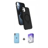 MARSİLYAN™- iPhone 11 Kılıf İz Işık Koleksiyonu - Siyah Bilvis 5in1 3D Magic Cam Ekran Koruyucu + Neon Fosforlu Kamera Lens - TU