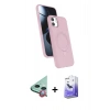 MARSİLYAN™- iPhone 11 Kılıf İz Işık Koleksiyonu - Siyah Bilvis 5in1 5D Magic Hayalet Cam Ekran Koruyucu + Kırmızı Raze Metal Kamera Lens