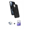 MARSİLYAN™- iPhone 11 Kılıf İz Işık Koleksiyonu - Siyah Bilvis 5in1 5D Magic Hayalet Cam Ekran Koruyucu + Pers Alüminyum Kamera Lens - GI